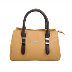 Beau Design Stylish  Beige Color Imported PU Leather Casual Handbag With Double Handle For Women's/Ladies/Girls